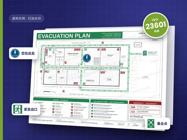 ProSafe 按 ISO 23601 绘制的逃生图示例